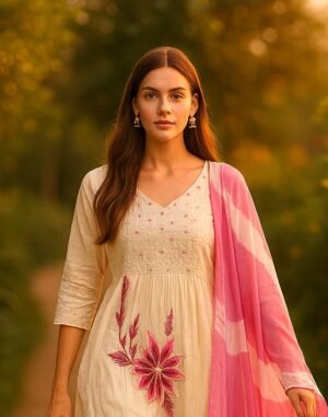 Ivory Cotton 3-Piece Suit Set