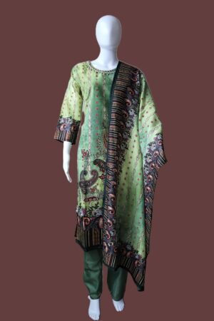 Elegant Green Shimmer 3-Piece Suit Set