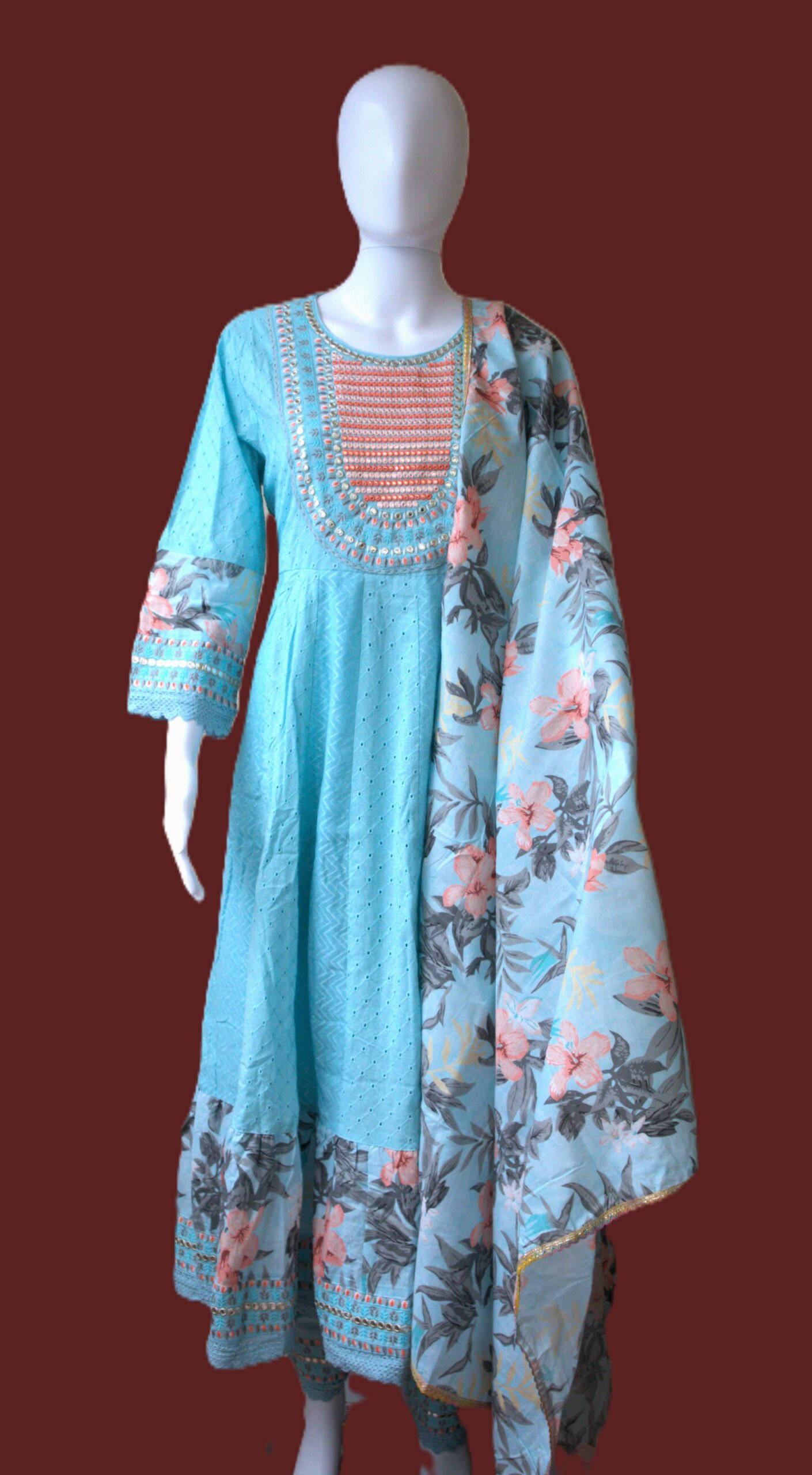 Elegant Turquoise Shipley Cotton 3-Piece Set - Image 2