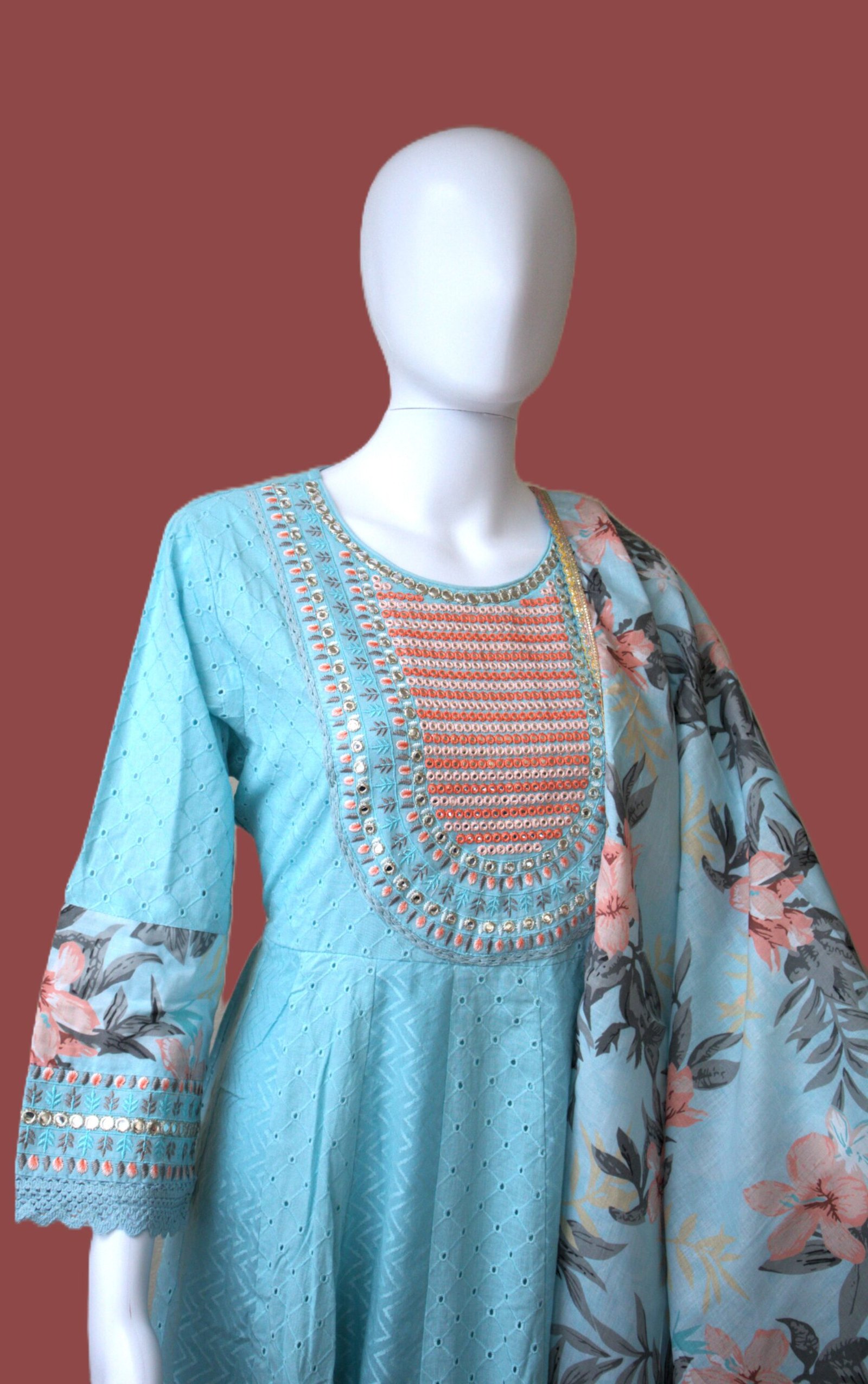 Elegant Turquoise Shipley Cotton 3-Piece Set - Image 5