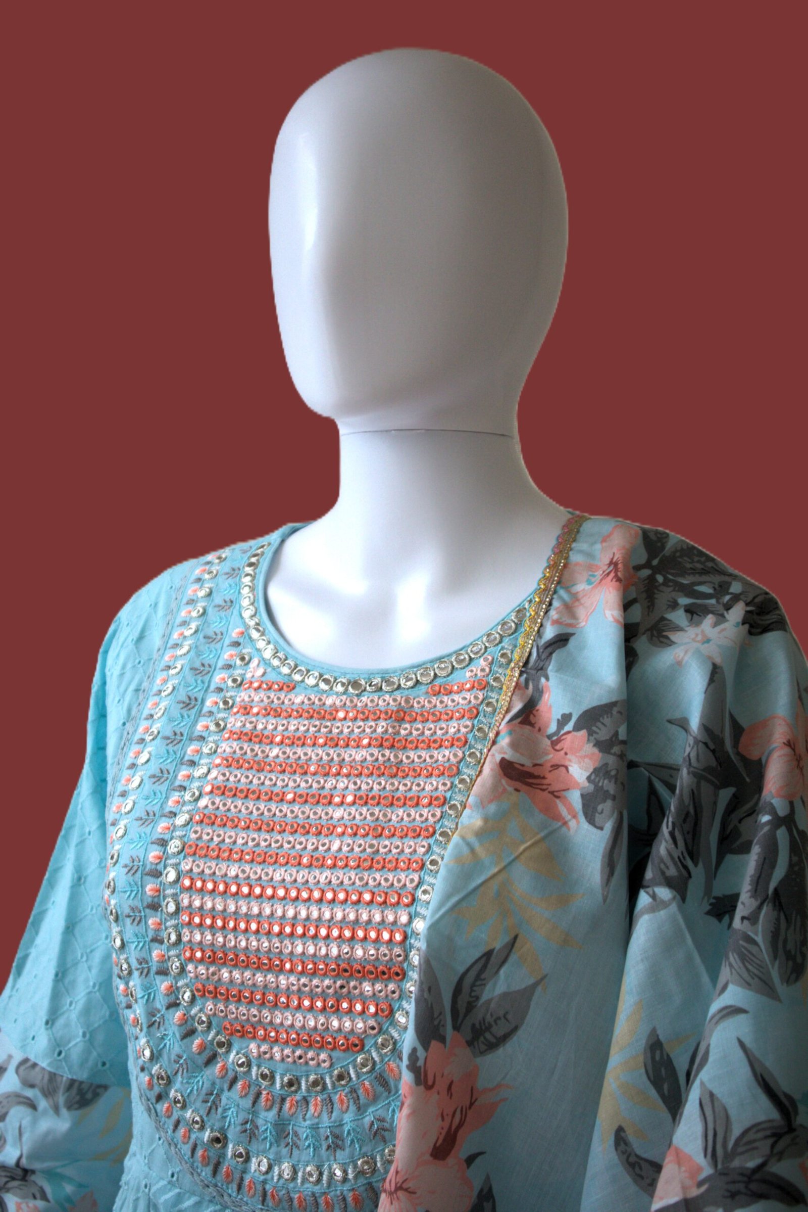 Elegant Turquoise Shipley Cotton 3-Piece Set - Image 4