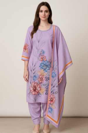 Lilac Floral Shimmer 3-Piece Suit Set