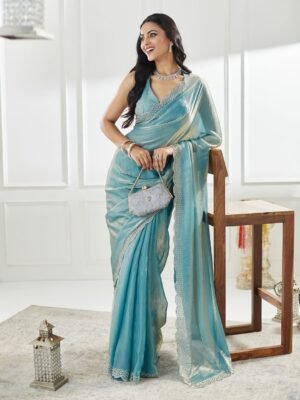 Celestial Blue Space Silk Saree