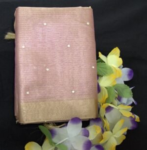 Elegant Blush Pink Soft Tissue Silk Saree