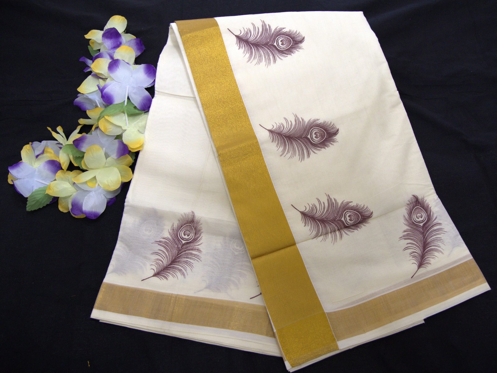 Elegant Kerala Kasavu Cotton Saree