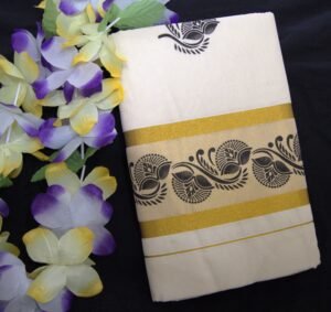 Elegant Kerala Kasavu Saree - Black