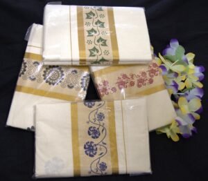 Kerala Cotton Kasavu Saree with Golden Zari Border