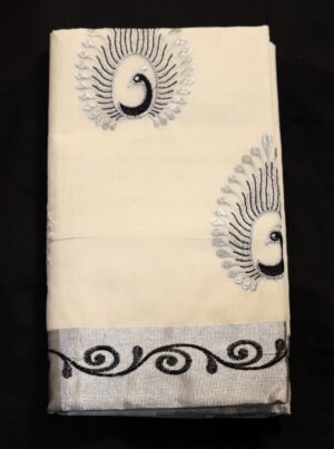 Tissue Cotton Saree with Silver Zari Border