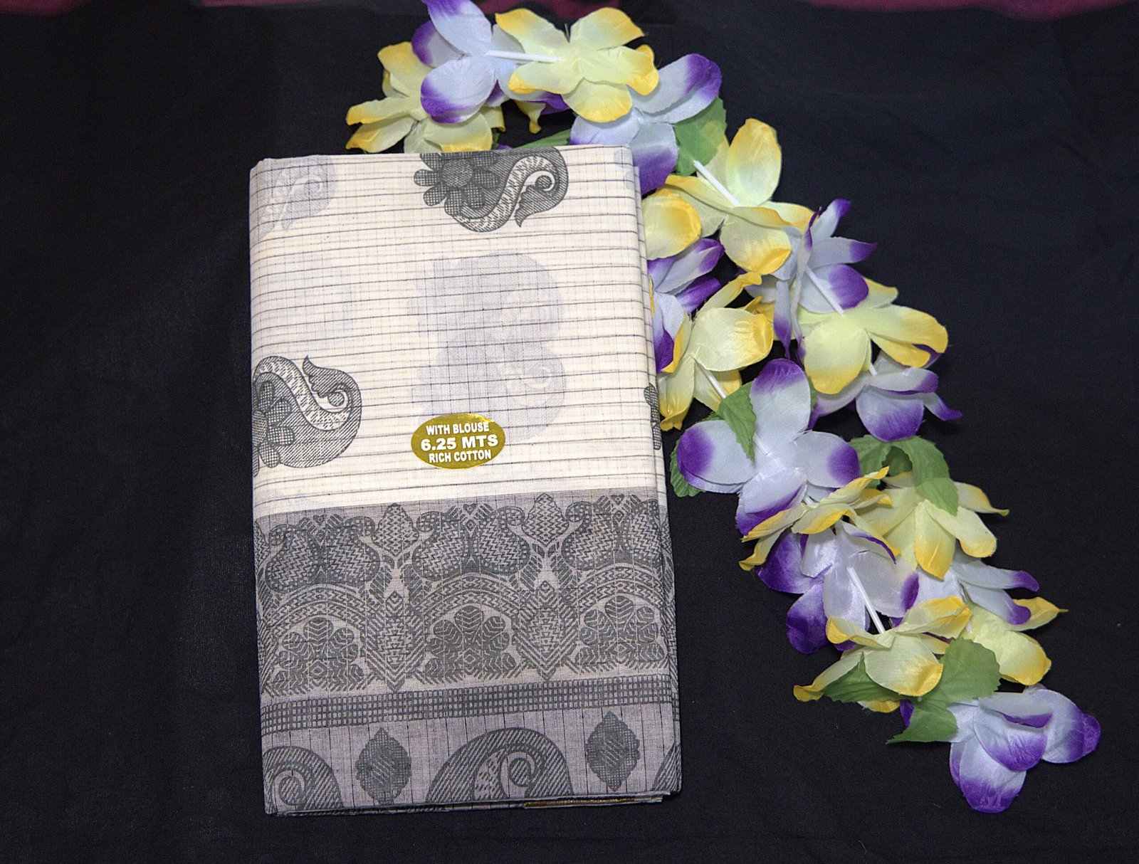 Classic Beige & Grey Rich Cotton Saree