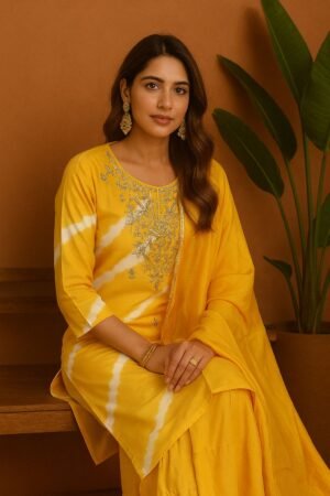 Sunshine Yellow Bandhej Suit Set