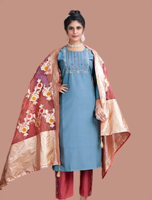 Blue Roman Silk Suit Set