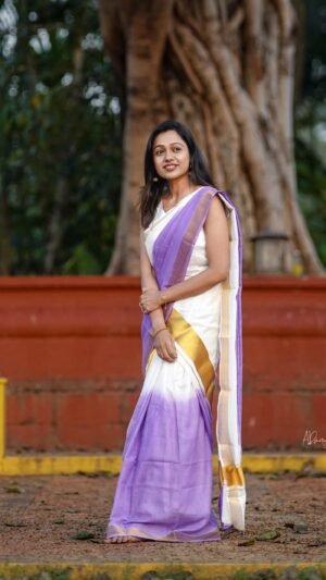 Elegant Tie & Dye Kerala Tissue Set Mundu