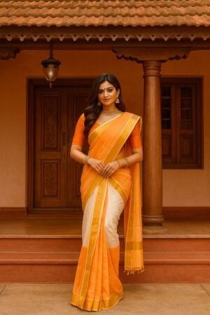 Elegant Tie & Dye Kerala Tissue Set Mundu