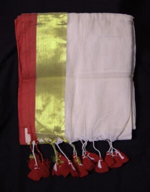 Mul Cotton Saree with Golden Zari Border