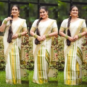 Kerala Cotton Set Mundu with Golden Zari