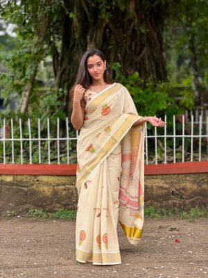 Golden Tissue Saree with Digital Print