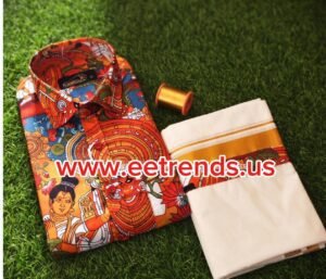 Cotton Half Sleeve Shirt and Mundu Combo Set