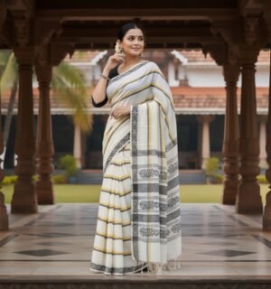 Elegant Off-White Cotton Saree