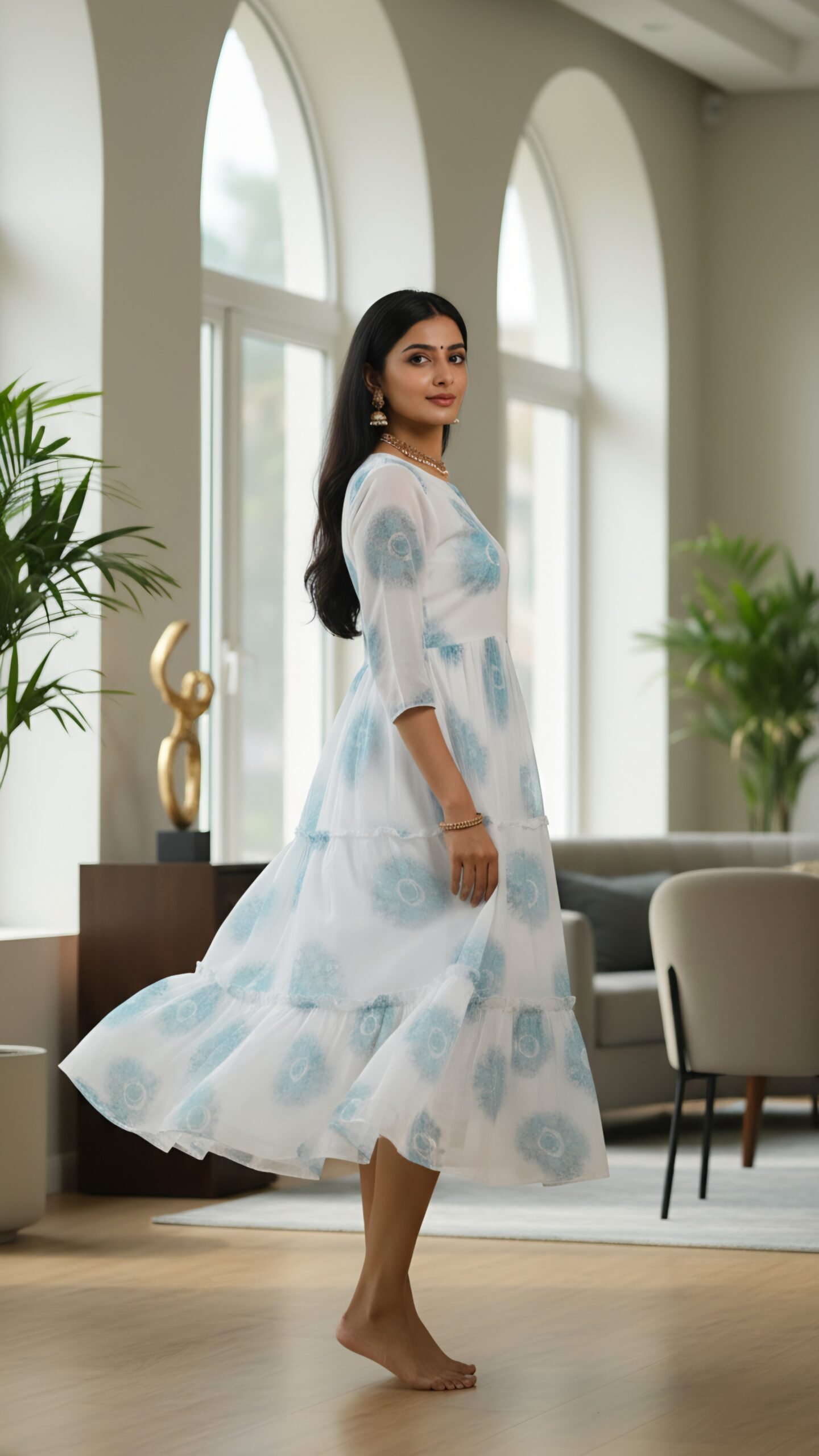 Breezy Bloom Tiered Georgette Frock - Image 7