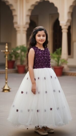 Girls Floral Party Wear Gown