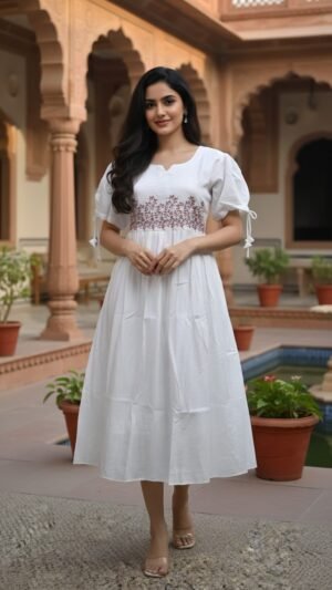 Elegant Vatican Cotton Embroidered Frock