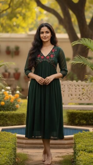 Georgette Anarkali Kurti - Floral Embroidery