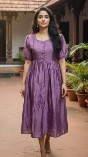 Vichitra Silk Flared Middy Kurti