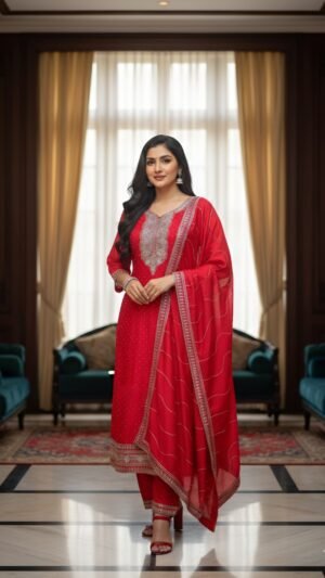 Big Size Premium Vichitra Silk 3-Piece Set