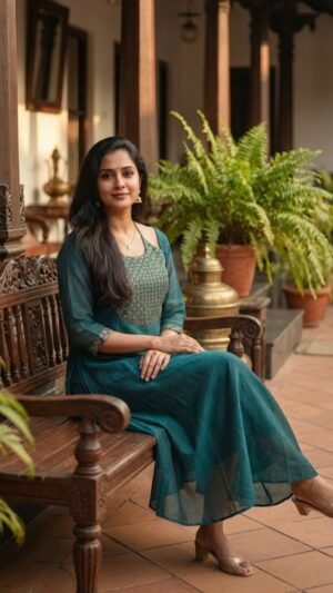 Vichitra Silk Flared A-Line Kurti