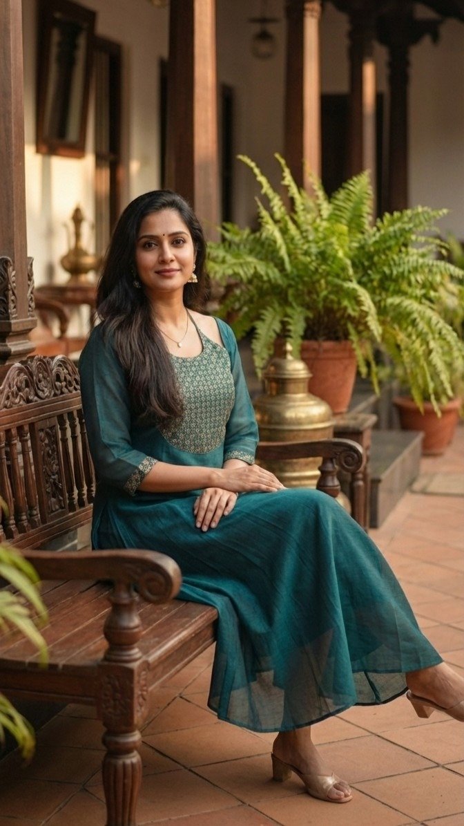 Vichitra Silk Flared A-Line Kurti