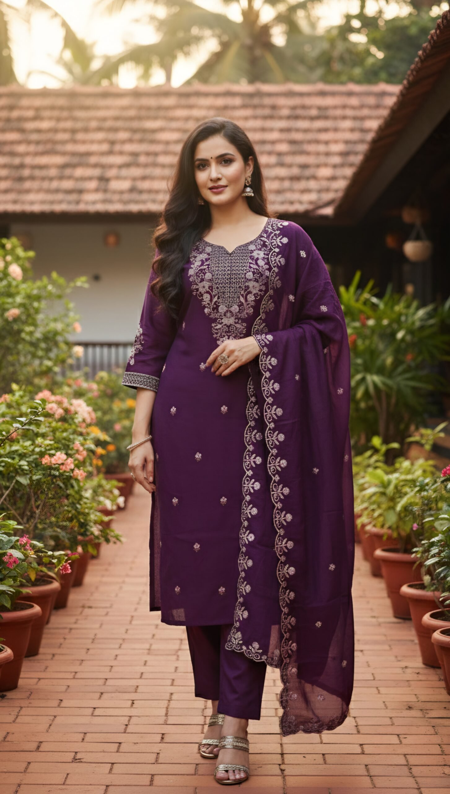Royal Plum Roman Silk 3-Piece Set - Image 3