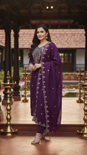 Royal Plum Roman Silk 3-Piece Set