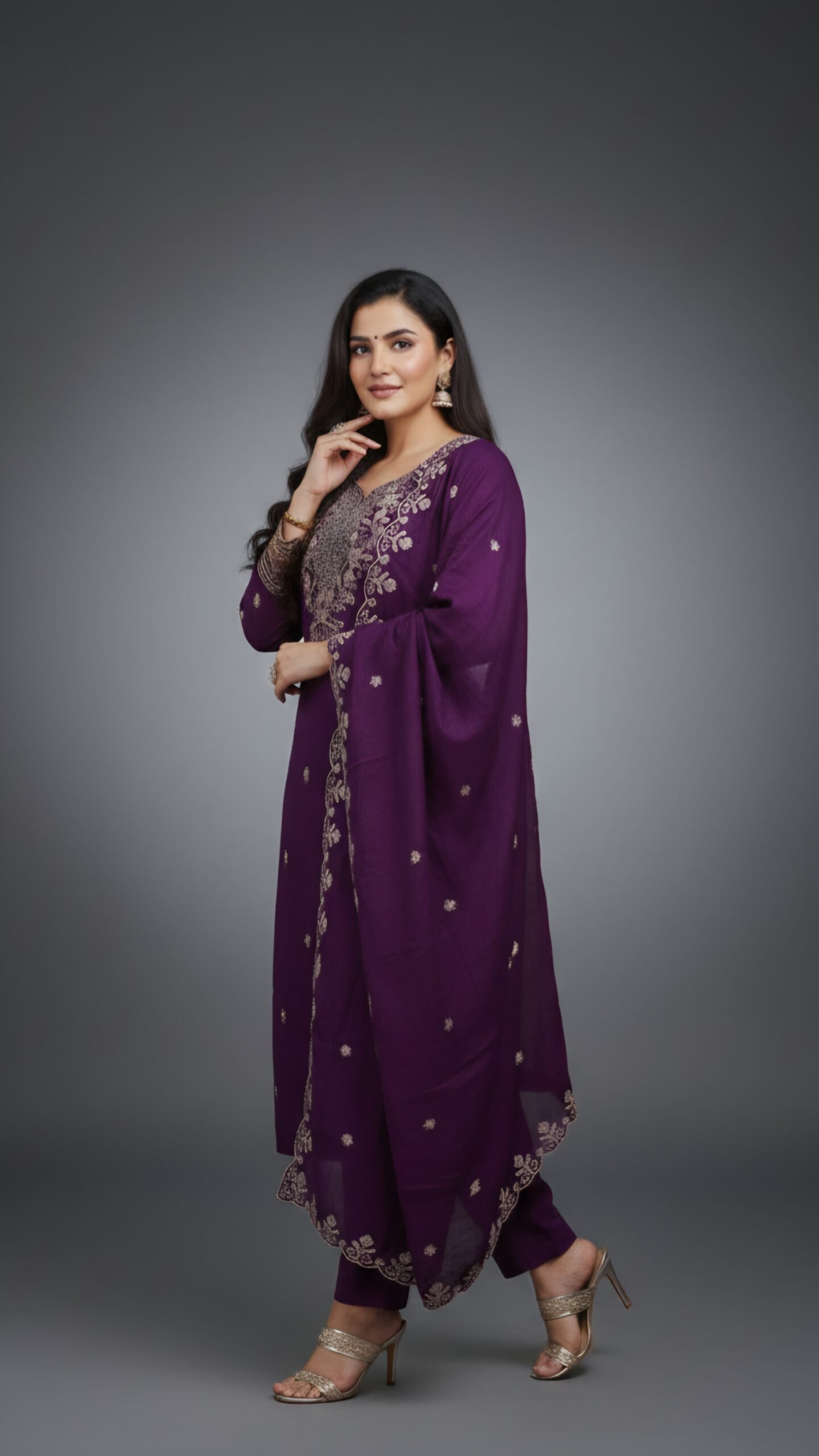 Royal Plum Roman Silk 3-Piece Set - Image 4