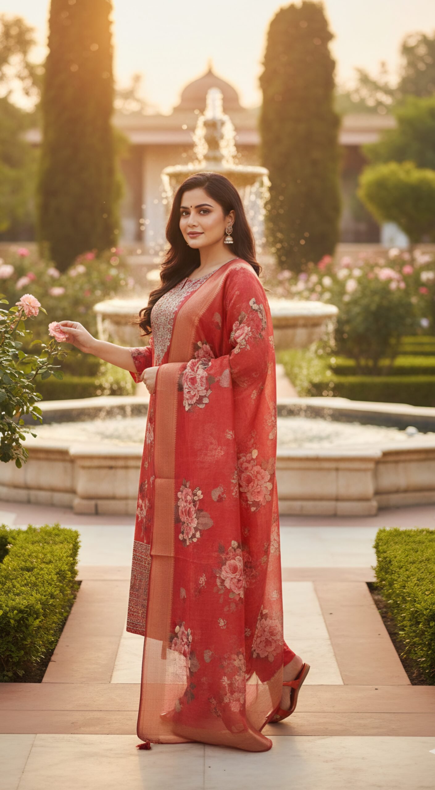 Elegant Organza 3-Piece Set with Digital Print - Image 3