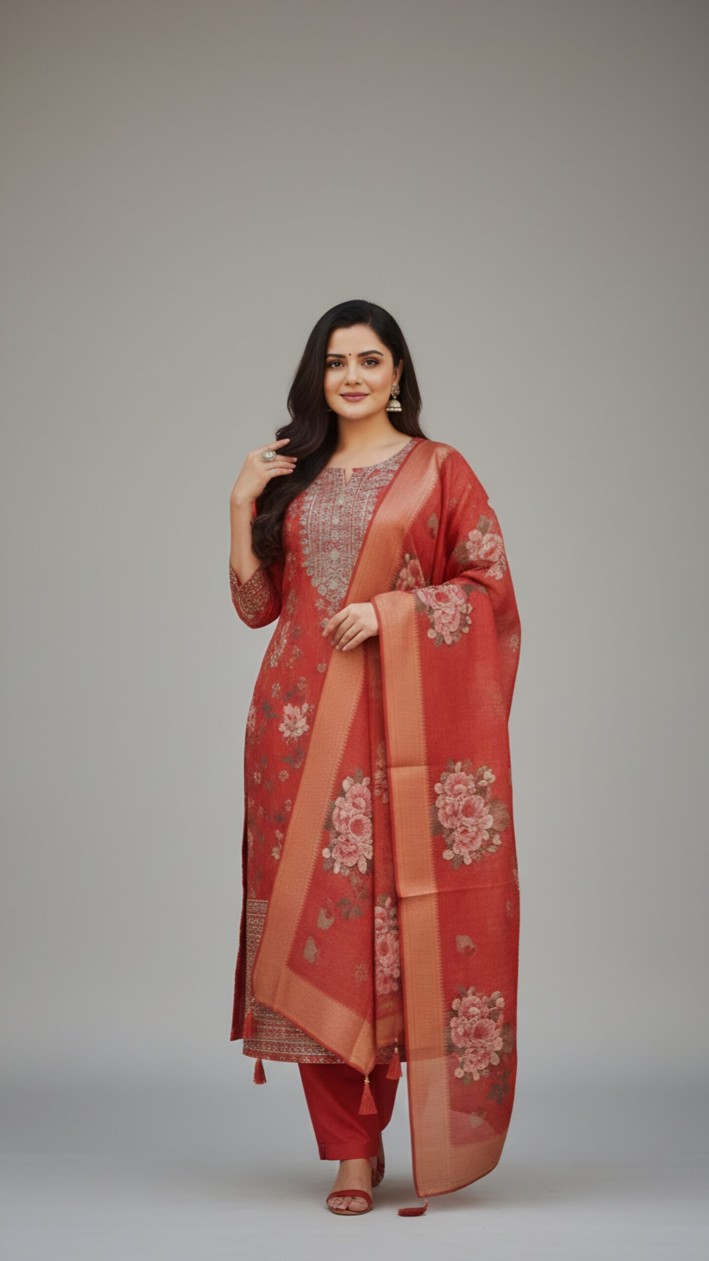 Elegant Organza 3-Piece Set with Digital Print - Image 2