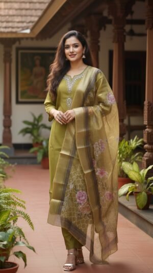 Roman Shimmer 3 Piece Set with Organza Dupatta