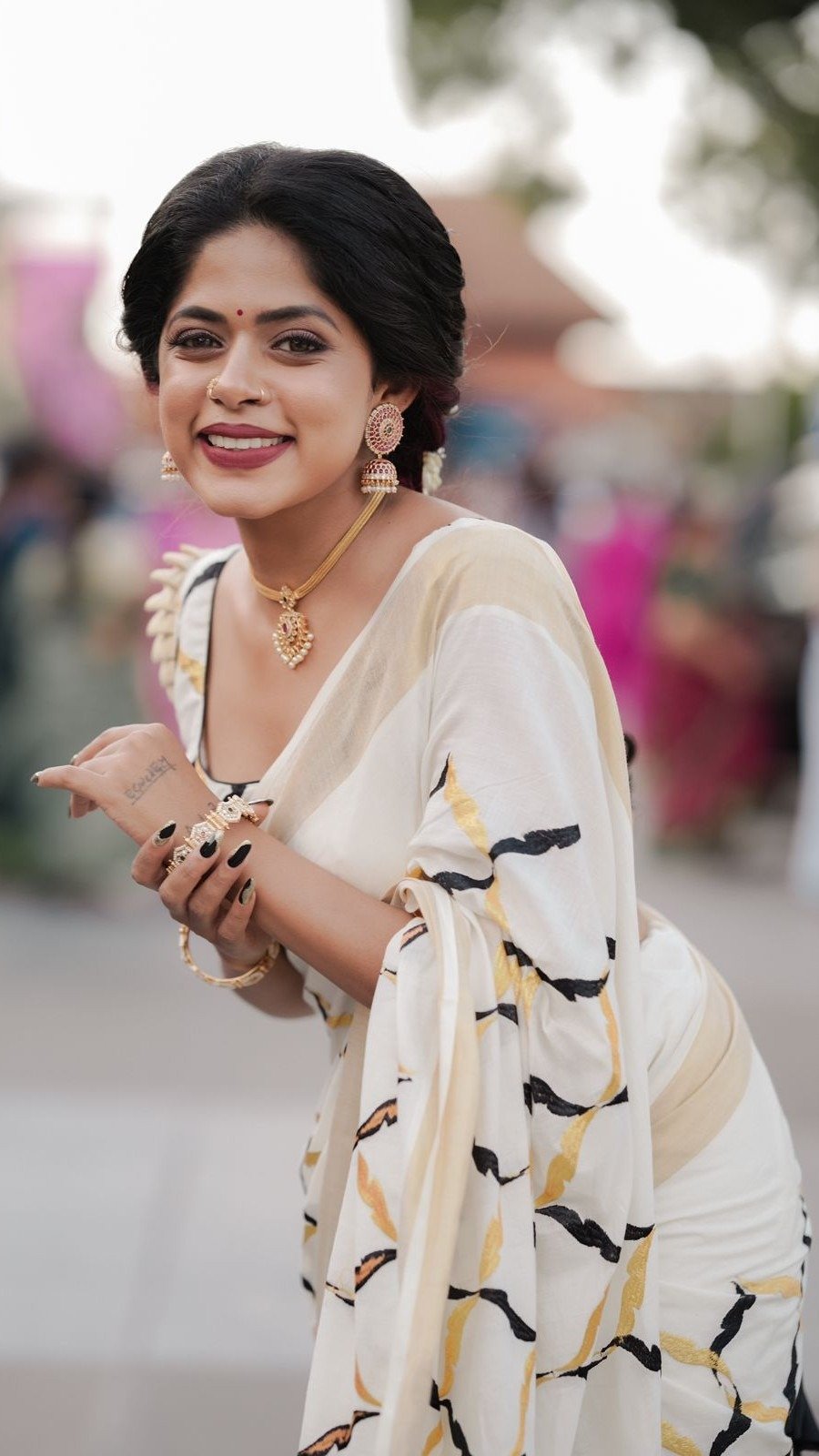 Elegant Black Chain Kerala Premium Cotton Saree - Image 4