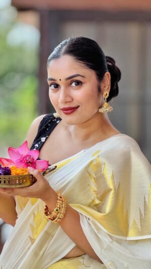 Premium Kerala Temple Polka Cotton Saree