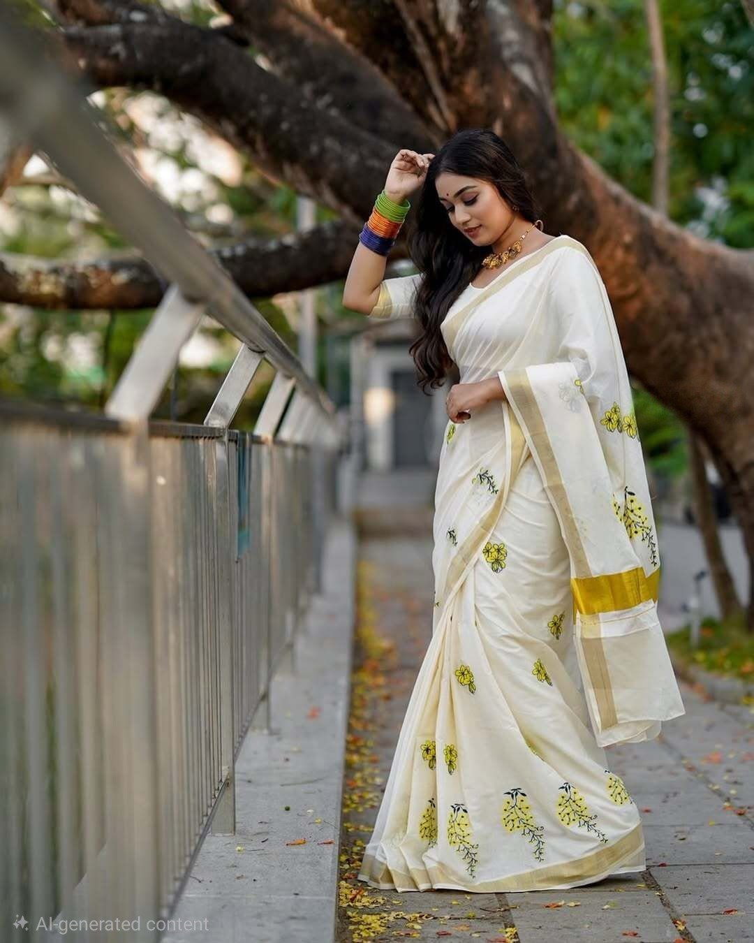 Vishu Special Kerala Cotton Kasavu Saree - Image 2