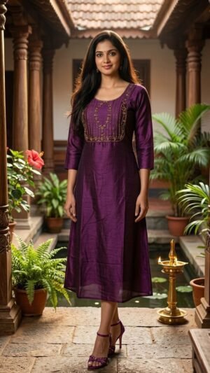Elegant Handwork Vichitra Silk Kurti