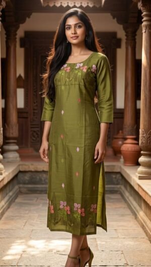 Premium Mul-Chanderi Silk Straight Kurti