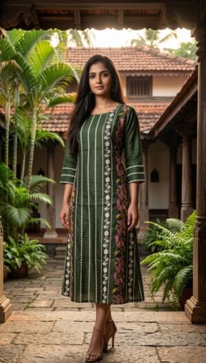 Premium Mul-Chanderi Silk A-Line Kurti
