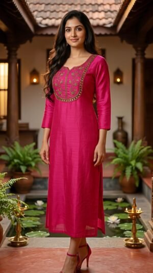 Premium Vichitra Silk Straight Kurti