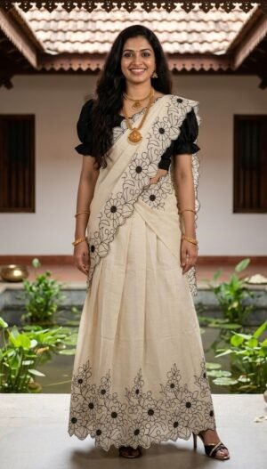 Ready-To-Wear Khadi Cotton Dhavani Set