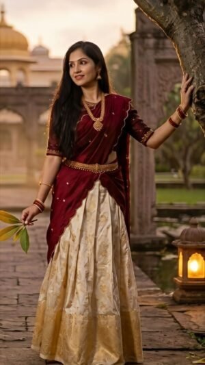 Ready-to-wear Dhawani Set with Blouse & Dupatta