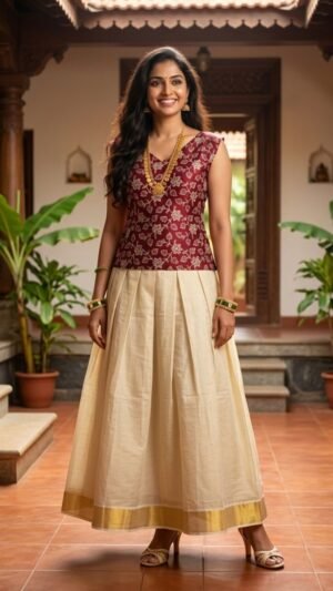 Tissue Midi Skirt with Vatican Silk Top