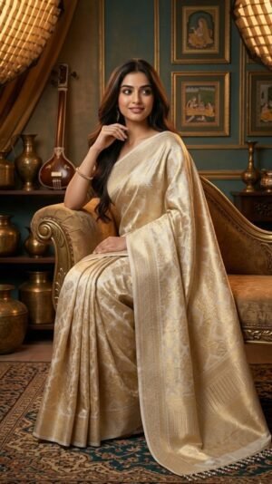 Banarasi Handloom Golden Tissue Zari Silk Saree