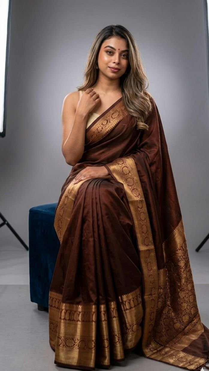 Soft Silk Saree with Rich Jacquard Border - Image 5