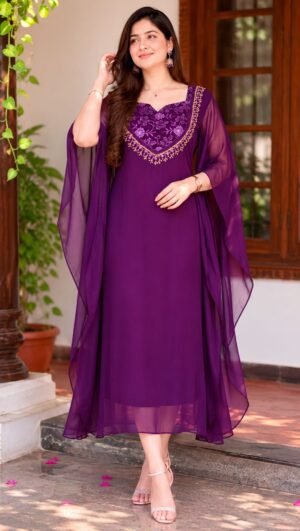 Regal Purple Georgette Kaftan