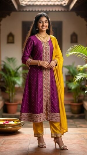 Festive Vichitra Silk 3-Piece Salwar Suit Set